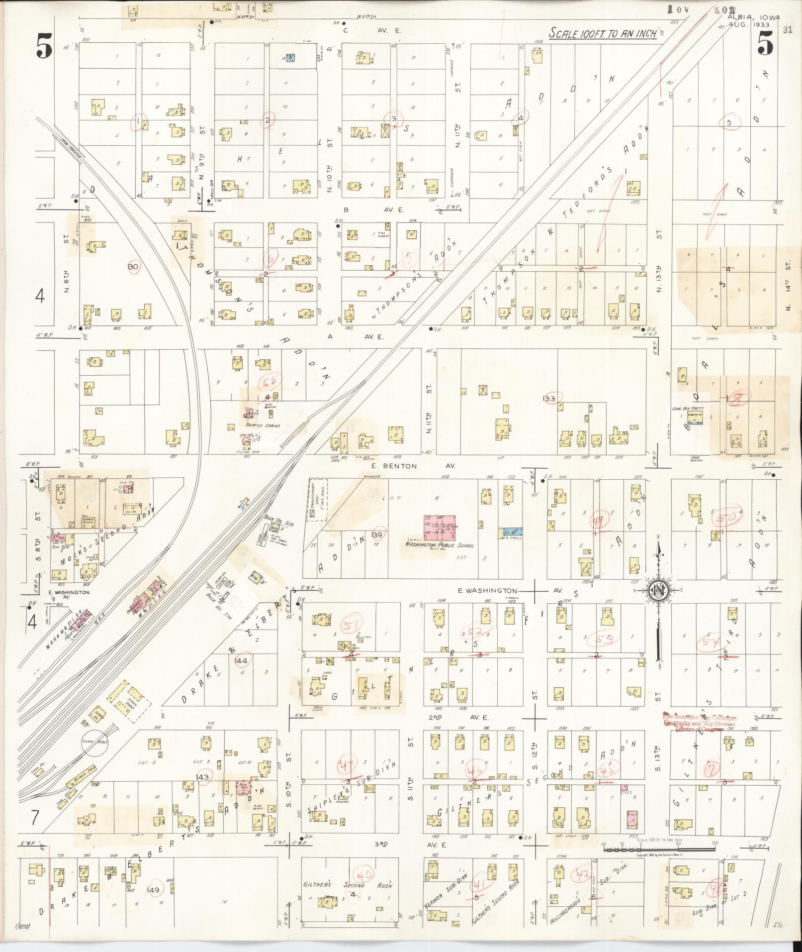 Sanborn Fire Insurance Map from Albia, Monroe County, Iowa (1947), Sheet #0005 - Historic Sanborn Fire Insurance Map Print
