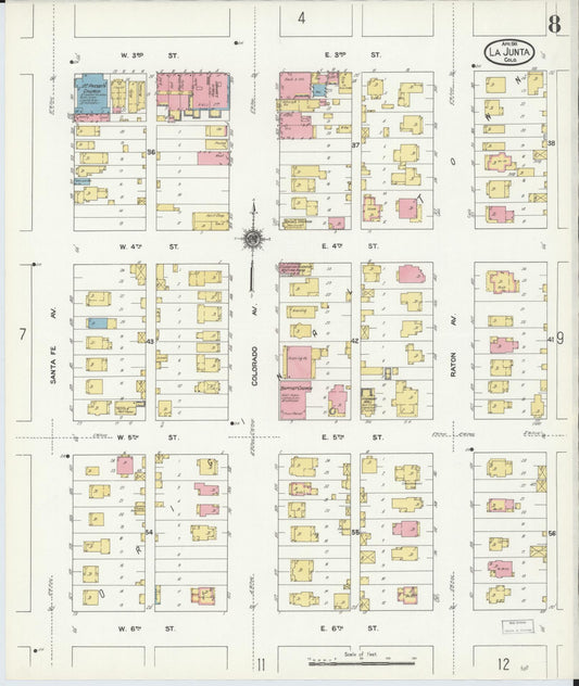 Sanborn Fire Insurance Map from La Junta, Otero County, Colorado (1911), Sheet #0008 - Historic Sanborn Fire Insurance Map Print, vintage old map wall art, antique decor, genealogy gift, Colorado Colorado map