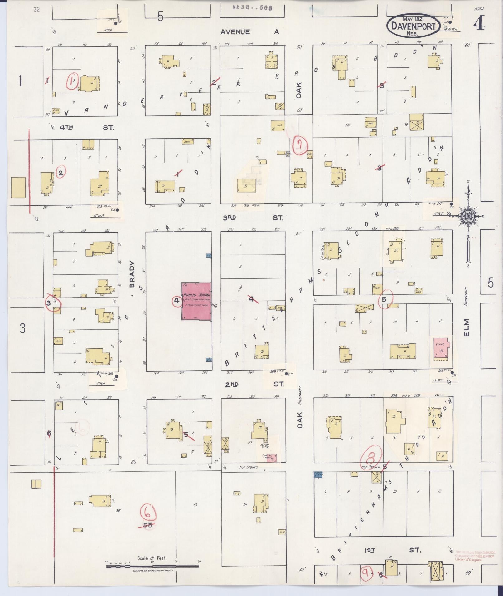Sanborn Fire Insurance Map from Davenport, Thayer County, Nebraska (1935), Sheet #0004 - Historic Sanborn Fire Insurance Map Print, vintage old map wall art, antique decor, genealogy gift, Nebraska Nebraska map