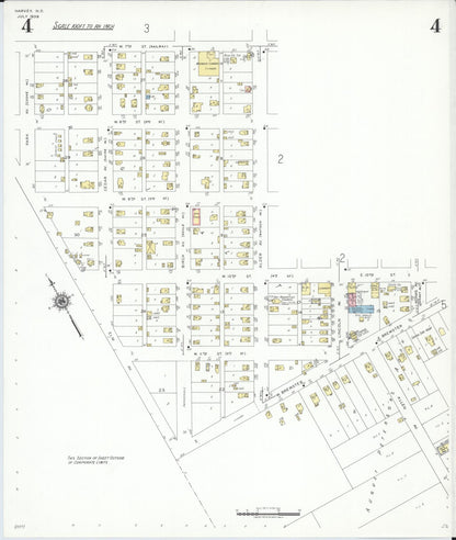 Sanborn Fire Insurance Map from Harvey, Wells County, North Dakota (1939), Sheet #0004 - Complete Map Set gallery image, historic Sanborn map, vintage wall art, North Dakota North Dakota
