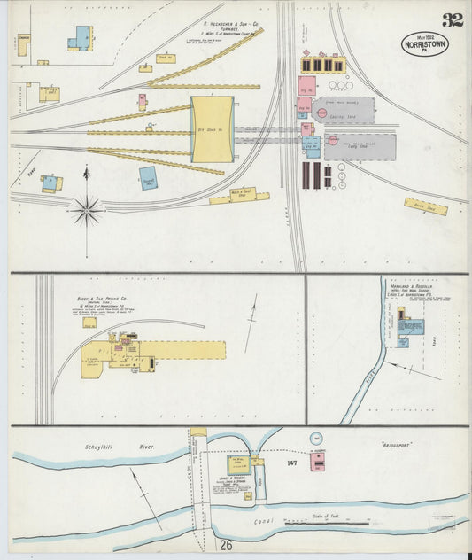 Sanborn Fire Insurance Map from Norristown, Montgomery County, Pennsylvania (1902), Sheet #0032 - Historic Sanborn Fire Insurance Map Print, vintage old map wall art, antique decor, genealogy gift, Pennsylvania Pennsylvania map