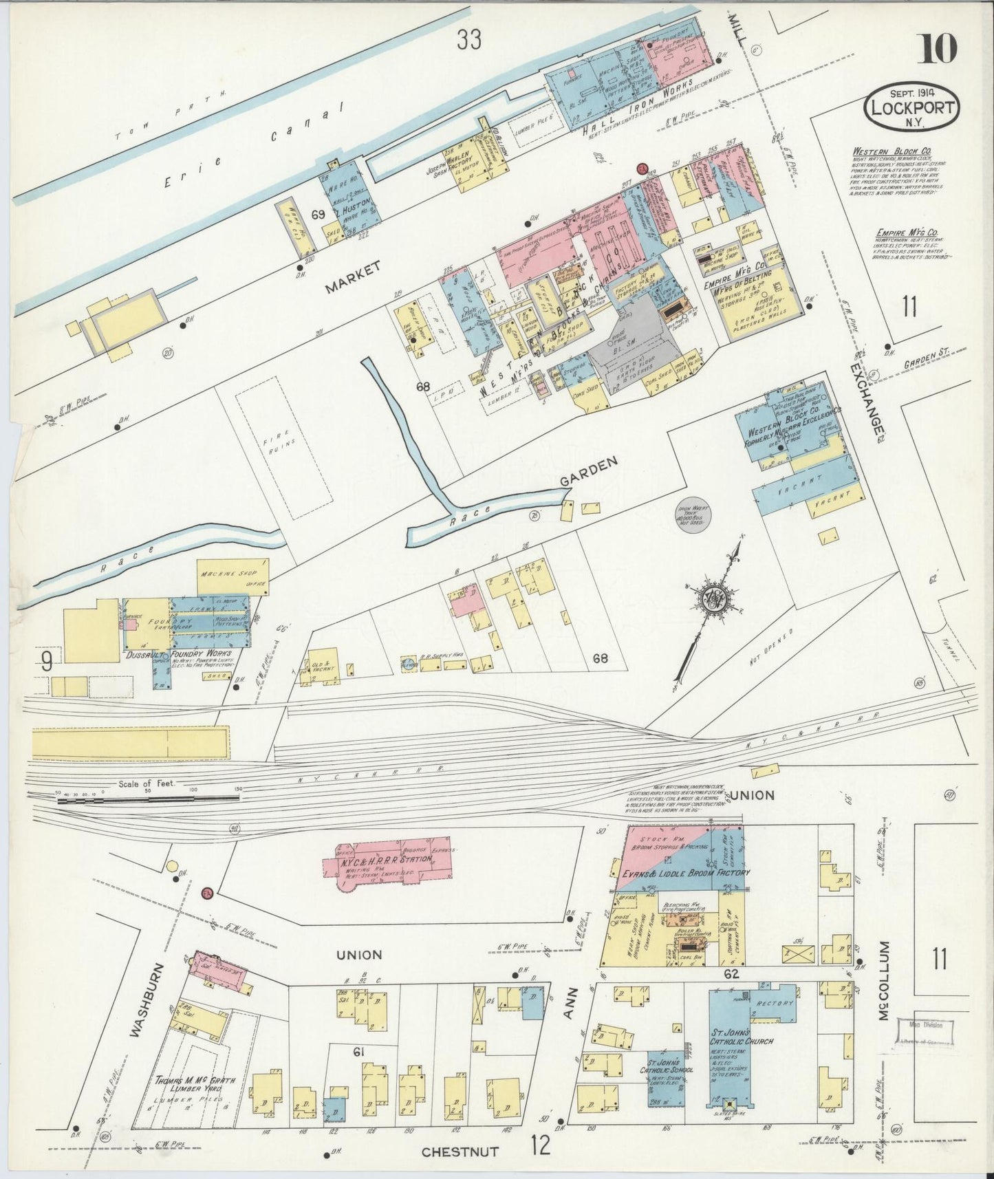 Sanborn Fire Insurance Map from Lockport, Niagara County, New York (1914), Sheet #0010 - Complete Map Set gallery image, historic Sanborn map, vintage wall art, New York New York