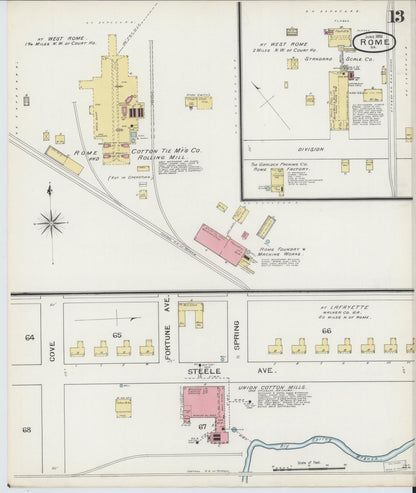 Sanborn Fire Insurance Map from Rome, Floyd County, Georgia (1893), Sheet #0013 - Complete Map Set gallery image, historic Sanborn map, vintage wall art, Georgia Georgia