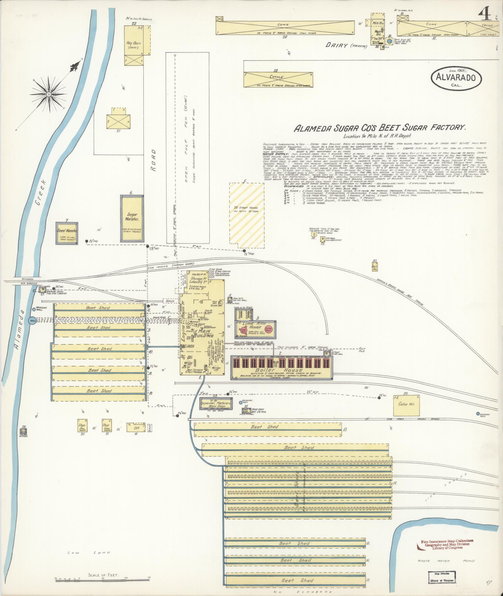 Sanborn Fire Insurance Map from Alvarado, Alameda County, California (1901), Sheet #0004 - Historic Sanborn Fire Insurance Map Print, vintage old map wall art, antique decor, genealogy gift, California California map