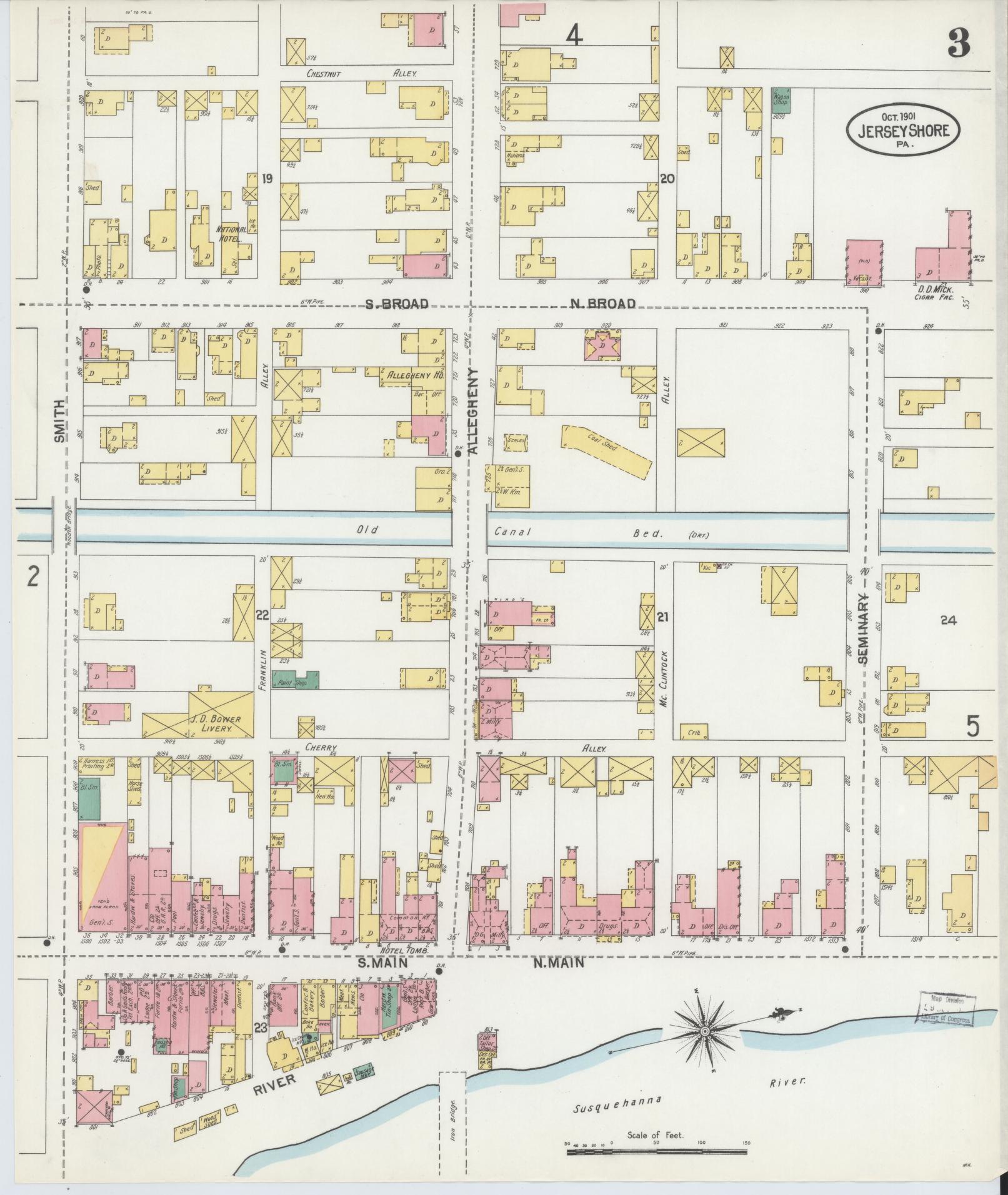 Sanborn Fire Insurance Map from Jersey Shore, Lycoming County, Pennsylvania (1901), Sheet #0003 - Complete Map Set gallery image, historic Sanborn map, vintage wall art, Pennsylvania Pennsylvania