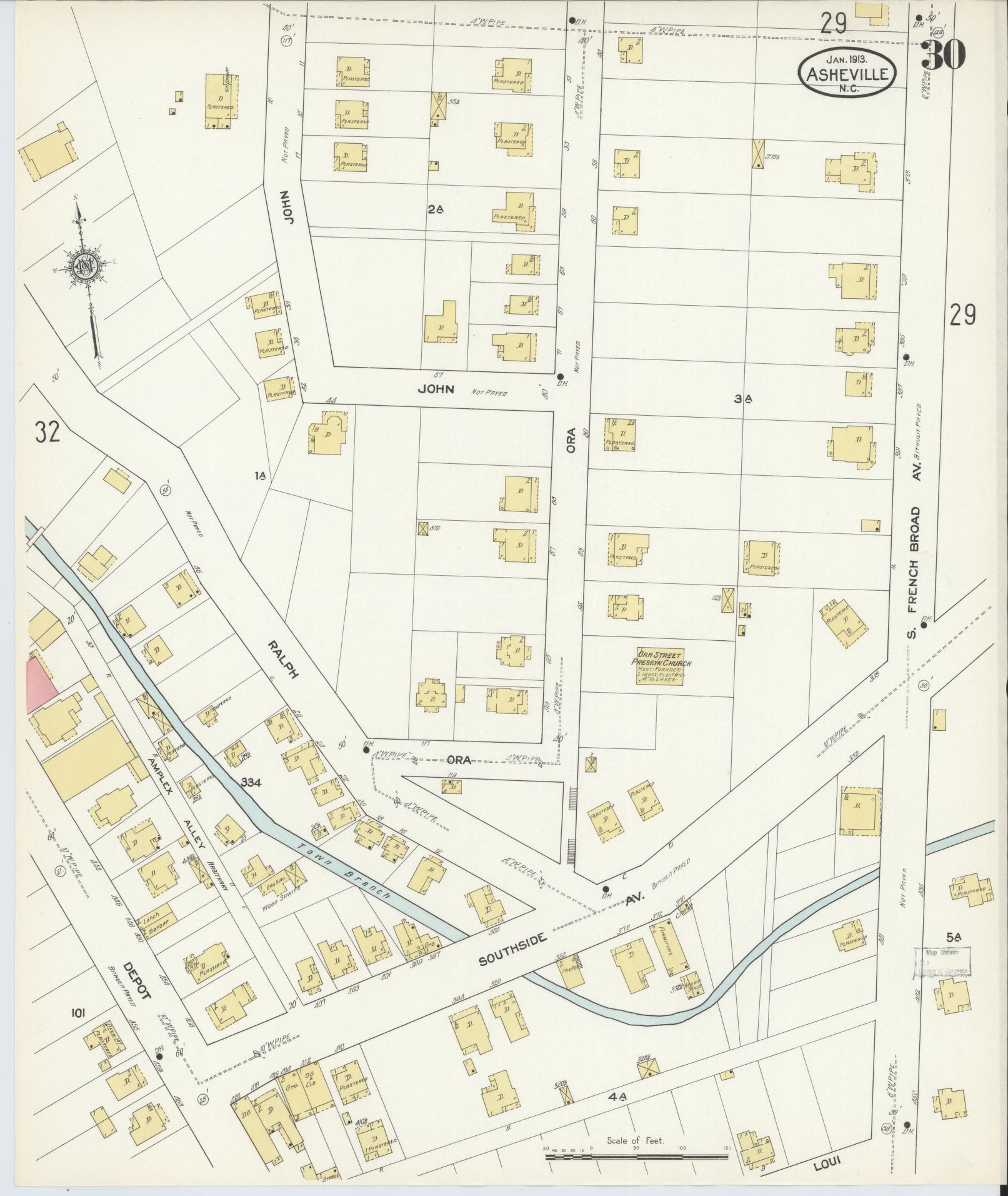 Sanborn Fire Insurance Map from Asheville, Buncombe County, North Carolina (1913), Sheet #0030 - Complete Map Set gallery image, historic Sanborn map, vintage wall art, North Carolina North Carolina