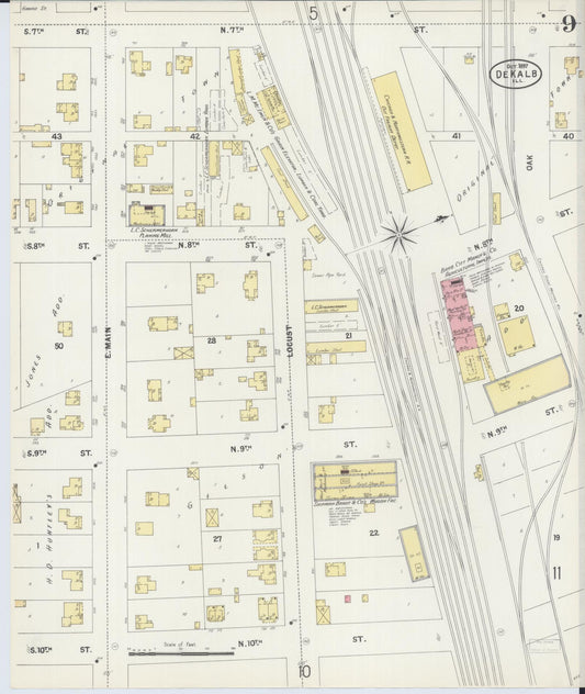 Sanborn Fire Insurance Map from De Kalb, De Kalb County, Illinois (1897), Sheet #0009 - Historic Sanborn Fire Insurance Map Print, vintage old map wall art, antique decor, genealogy gift, Illinois Illinois map