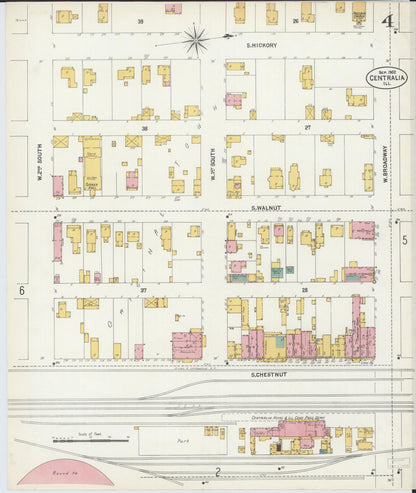 Sanborn Fire Insurance Map from Centralia, Marion, Clinton, Jefferson, and Washington Counties, Illinois (1902), Sheet #0004 - Historic Sanborn Fire Insurance Map Print, vintage old map wall art, antique decor, genealogy gift, Illinois Illinois map