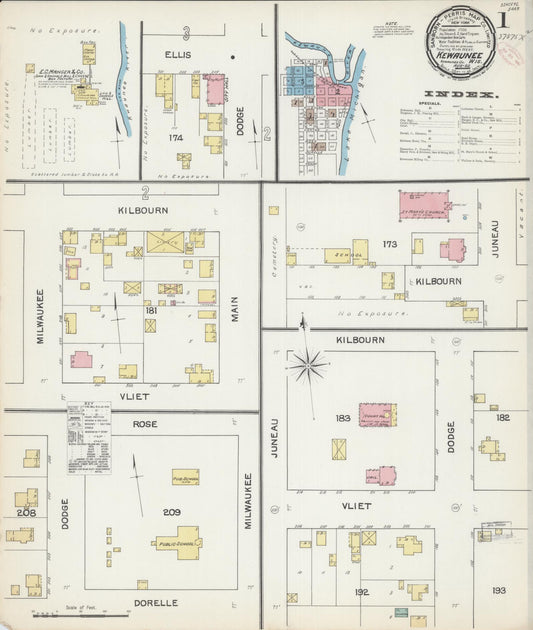 Sanborn Fire Insurance Map from Kewaunee, Kewaunee County, Wisconsin (1892), Sheet #0001 - Complete Map Set gallery image, historic Sanborn map, vintage wall art, Wisconsin Wisconsin
