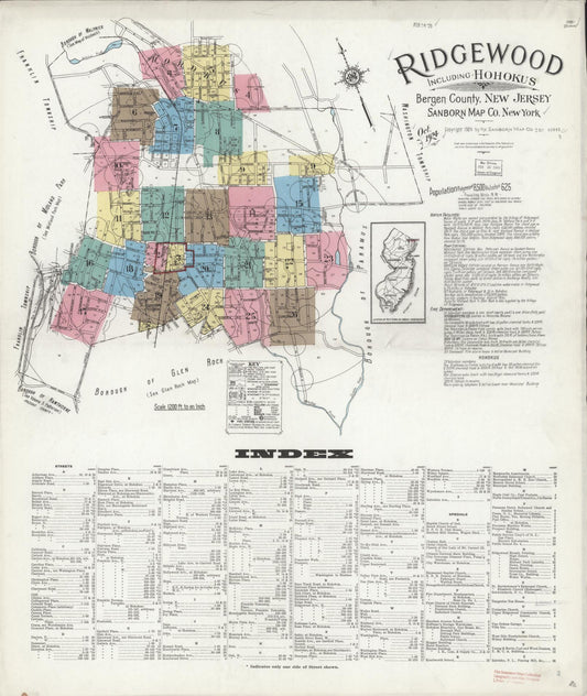 Sanborn Fire Insurance Map from Ridgewood, Bergen County, New Jersey. (1924) – Historic Sanborn Fire Insurance Map Print