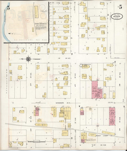 Sanborn Fire Insurance Map from Aitkin, Aitkin County, Minnesota (1936), Sheet #0005 - Complete Map Set gallery image, historic Sanborn map, vintage wall art, Minnesota Minnesota