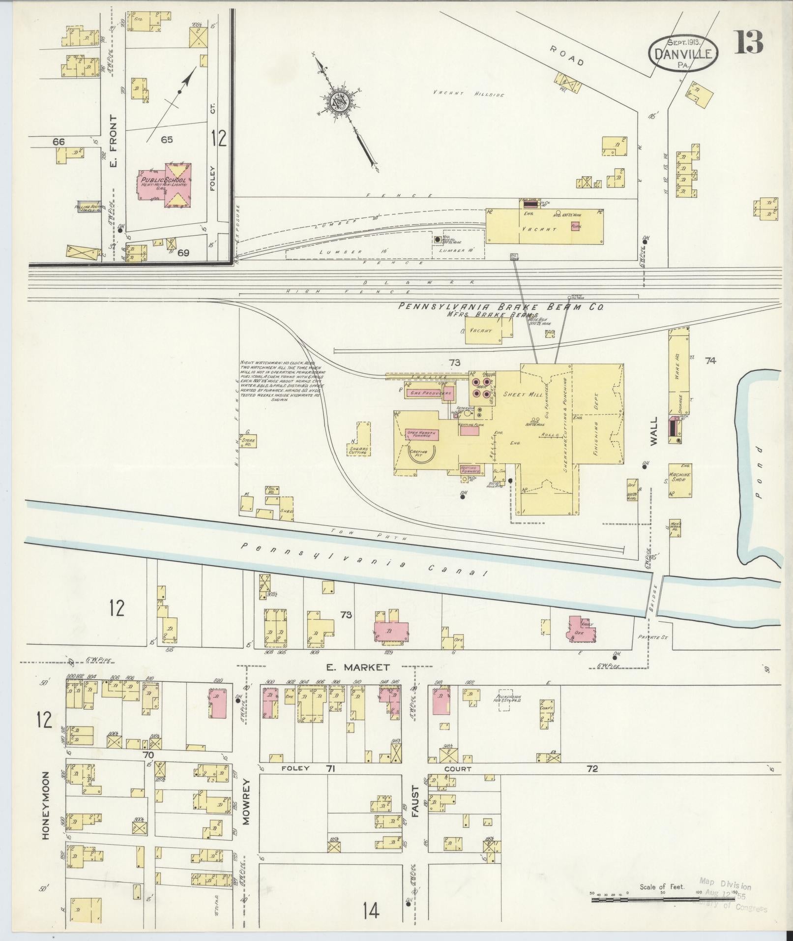 Sanborn Fire Insurance Map from Danville, Montour County, Pennsylvania (1913), Sheet #0013 - Historic Sanborn Fire Insurance Map Print, vintage old map wall art, antique decor, genealogy gift, Pennsylvania Pennsylvania map