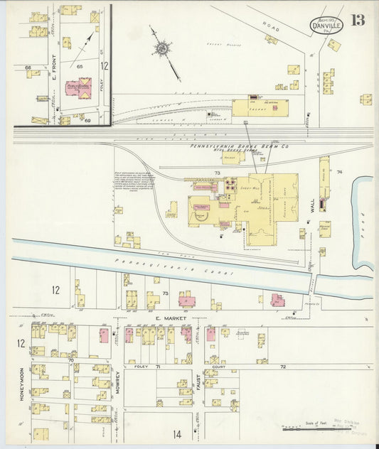 Sanborn Fire Insurance Map from Danville, Montour County, Pennsylvania (1913), Sheet #0013 - Historic Sanborn Fire Insurance Map Print, vintage old map wall art, antique decor, genealogy gift, Pennsylvania Pennsylvania map