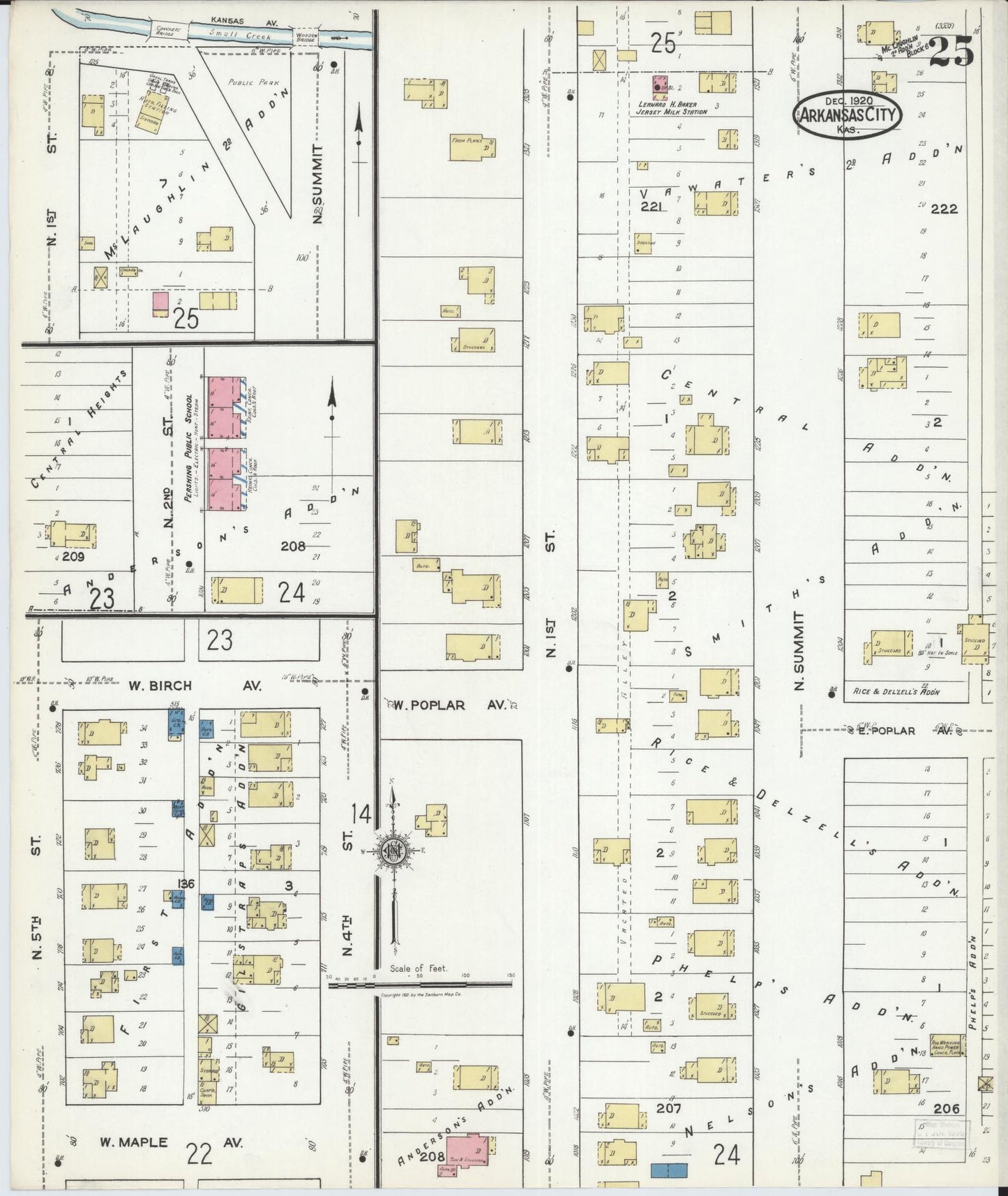 Sanborn Fire Insurance Map from Arkansas City, Cowley County, Kansas (1920), Sheet #0025 - Historic Sanborn Fire Insurance Map Print, vintage old map wall art, antique decor, genealogy gift, Kansas Kansas map