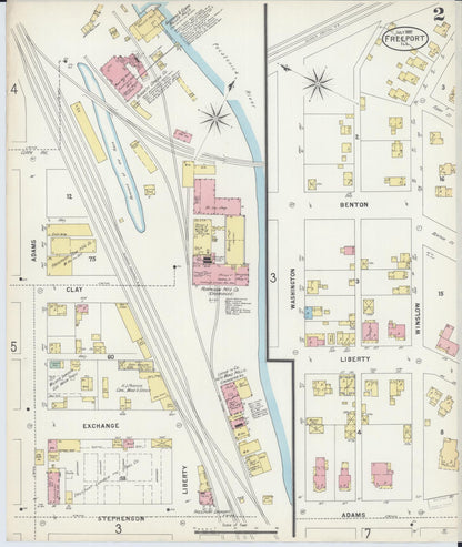 Sanborn Fire Insurance Map from Freeport, Stephenson County, Illinois (1897), Sheet #0002 - Historic Sanborn Fire Insurance Map Print, vintage old map wall art, antique decor, genealogy gift, Illinois Illinois map