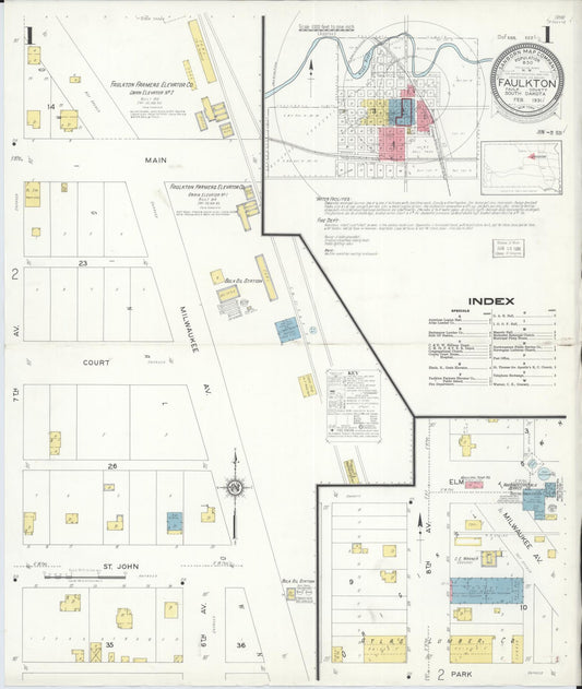 Sanborn Fire Insurance Map from Faulkton, Faulk County, South Dakota (1931), Sheet #0001 - Historic Sanborn Fire Insurance Map Print, vintage old map wall art, antique decor, genealogy gift, South Dakota South Dakota map
