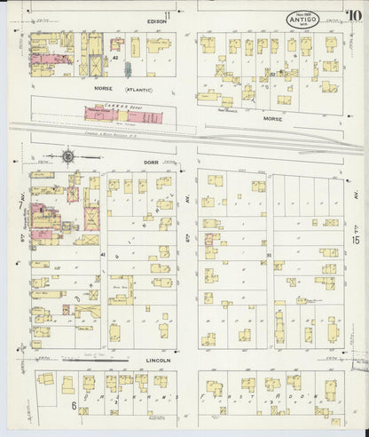 Sanborn Fire Insurance Map from Antigo, Langlade County, Wisconsin (1909), Sheet #0010 - Complete Map Set gallery image, historic Sanborn map, vintage wall art, Wisconsin Wisconsin