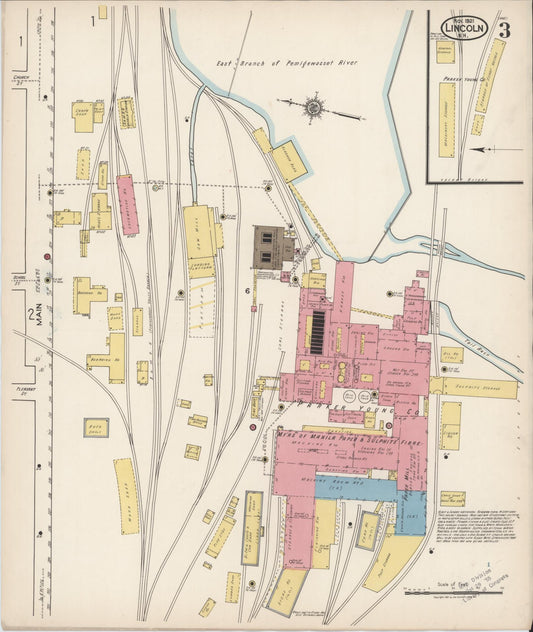 Sanborn Fire Insurance Map from Lincoln, Grafton County, New Hampshire (1921), Sheet #0003 - Historic Sanborn Fire Insurance Map Print, vintage old map wall art, antique decor, genealogy gift, New Hampshire New Hampshire map