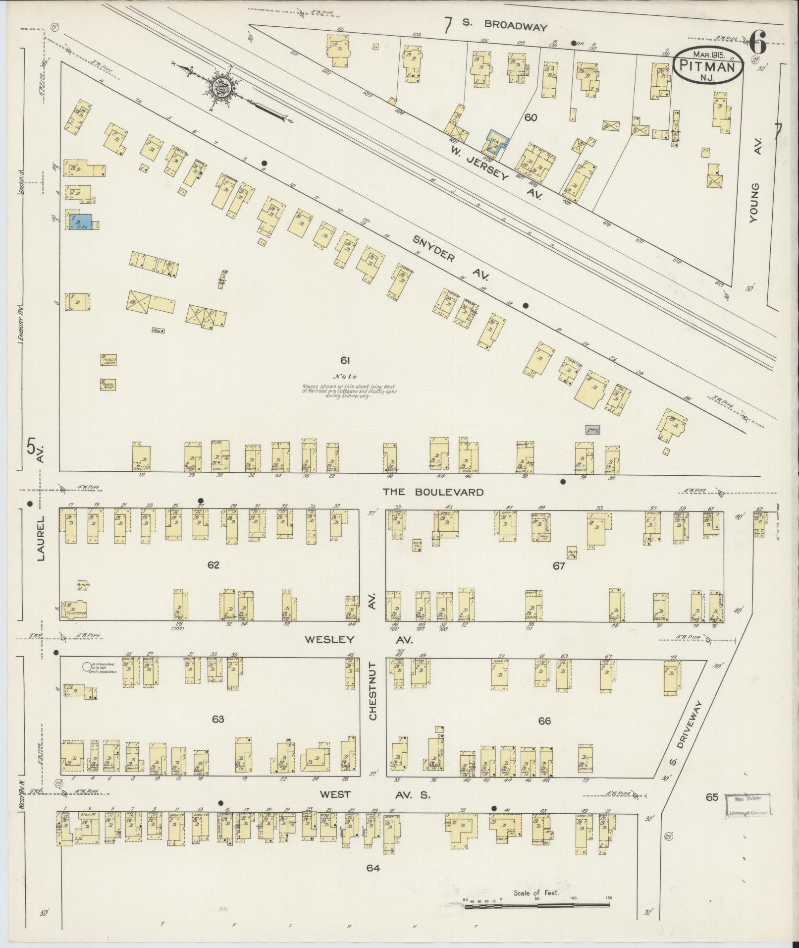 Sanborn Fire Insurance Map from Pitman, Gloucester County, New Jersey (1915), Sheet #0006 - Complete Map Set gallery image, historic Sanborn map, vintage wall art, New Jersey New Jersey