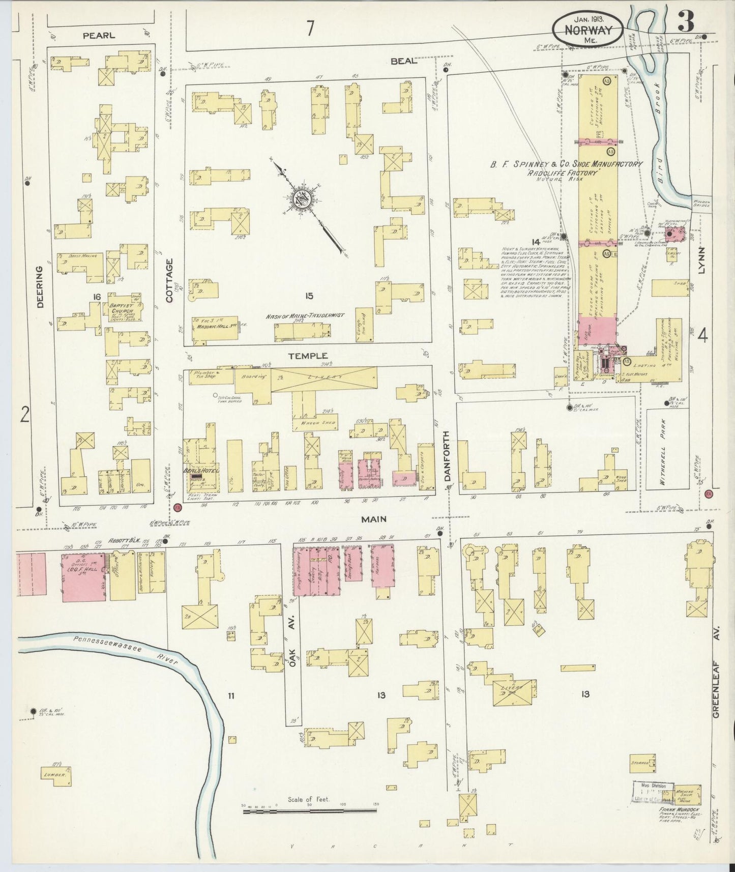 Sanborn Fire Insurance Map from Norway, Oxford County, Maine (1913), Sheet #0003 - Complete Map Set gallery image, historic Sanborn map, vintage wall art, Maine Maine