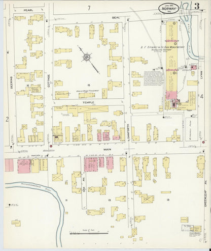 Sanborn Fire Insurance Map from Norway, Oxford County, Maine (1913), Sheet #0003 - Complete Map Set gallery image, historic Sanborn map, vintage wall art, Maine Maine