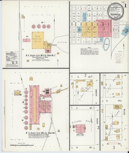 Sanborn Fire Insurance Map from Deepwater, Henry County, Missouri (1900), Sheet #0001 - Complete Map Set gallery image, historic Sanborn map, vintage wall art, Missouri Missouri