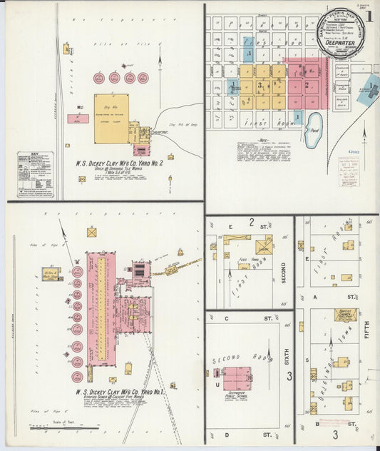 Sanborn Fire Insurance Map from Deepwater, Henry County, Missouri (1900), Sheet #0001 - Complete Map Set gallery image, historic Sanborn map, vintage wall art, Missouri Missouri
