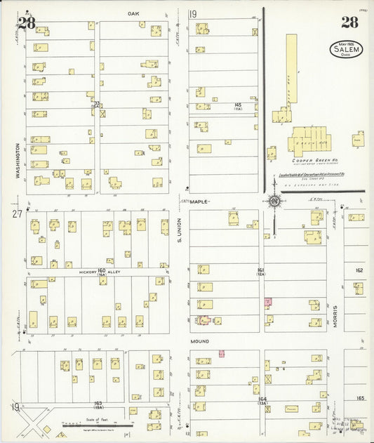 Sanborn Fire Insurance Map from Salem, Columbiana County, Ohio (1926), Sheet #0028 - Historic Sanborn Fire Insurance Map Print, vintage old map wall art, antique decor, genealogy gift, Ohio Ohio map