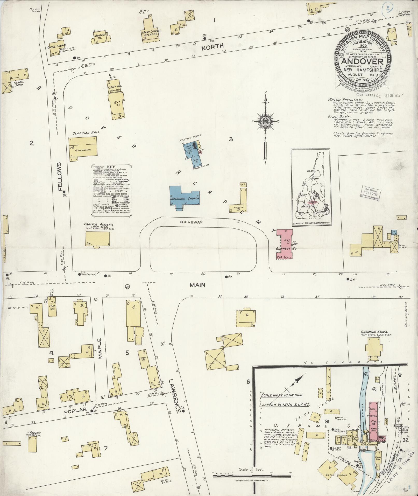 Sanborn Fire Insurance Map from Andover, Merrimack County, New Hampshire. (1923) – Historic Sanborn Fire Insurance Map Print