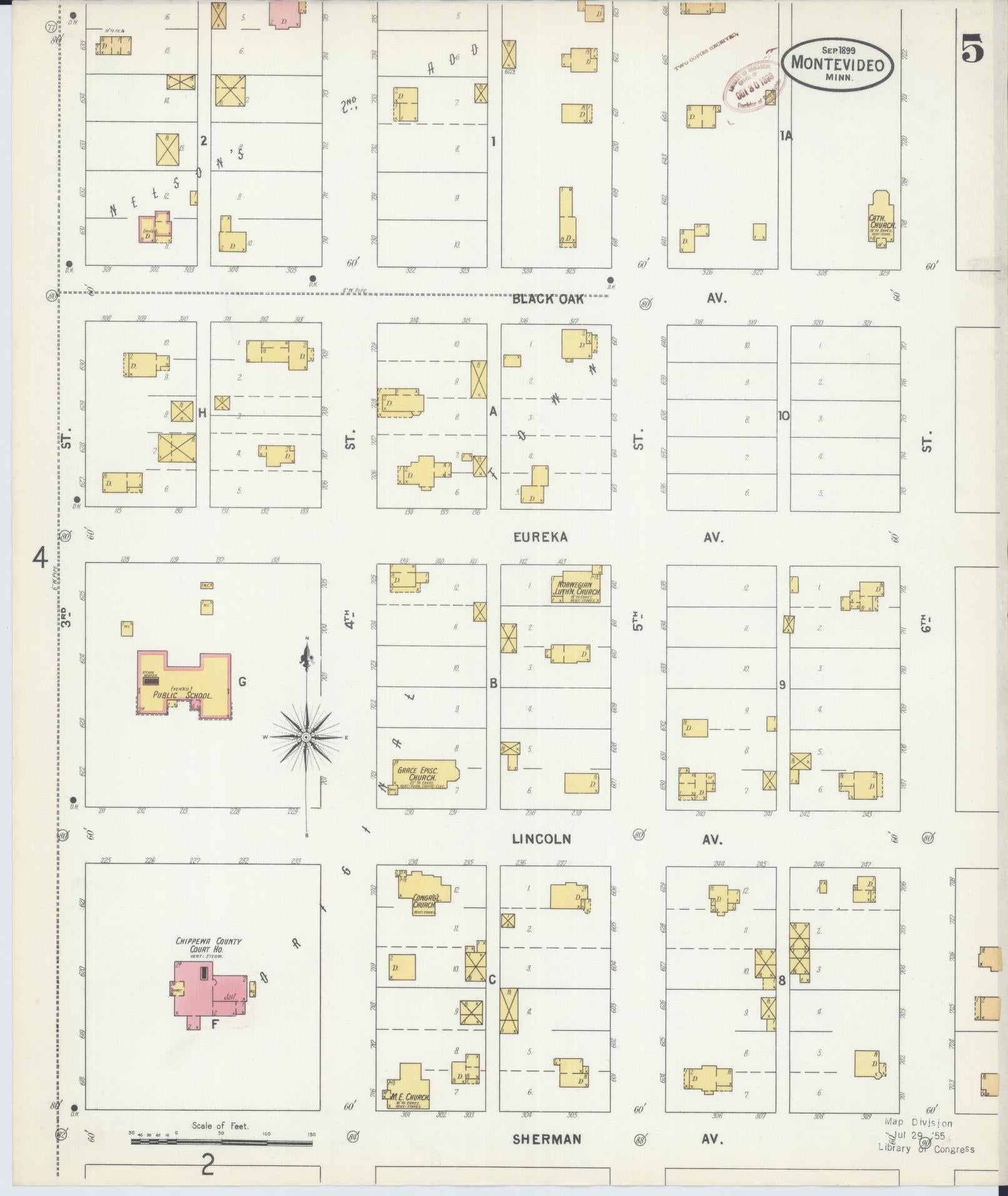 Sanborn Fire Insurance Map from Montevideo, Chippewa County, Minnesota (1899), Sheet #0005 - Complete Map Set gallery image, historic Sanborn map, vintage wall art, Minnesota Minnesota
