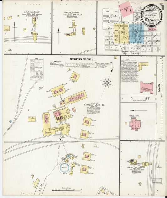Sanborn Fire Insurance Map from Weir, Cherokee County, Kansas (1893), Sheet #0001 - Complete Map Set gallery image, historic Sanborn map, vintage wall art, Kansas Kansas