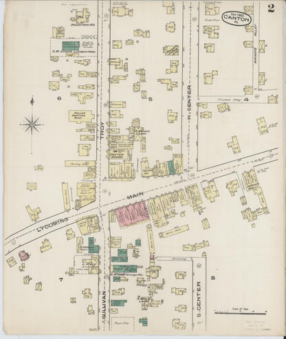 Sanborn Fire Insurance Map from Canton, Bradford County, Pennsylvania (1885), Sheet #0002 - Historic Sanborn Fire Insurance Map Print, vintage old map wall art, antique decor, genealogy gift, Pennsylvania Pennsylvania map