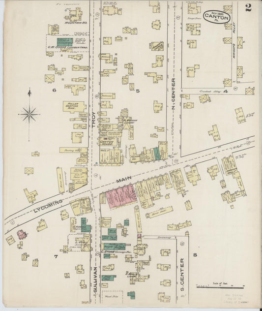 Sanborn Fire Insurance Map from Canton, Bradford County, Pennsylvania (1885), Sheet #0002 - Historic Sanborn Fire Insurance Map Print, vintage old map wall art, antique decor, genealogy gift, Pennsylvania Pennsylvania map
