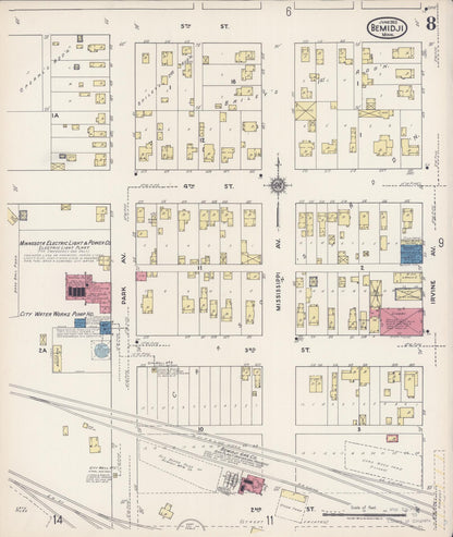 Sanborn Fire Insurance Map from Bemidji, Beltrami County, Minnesota (1922), Sheet #0008 - Historic Sanborn Fire Insurance Map Print, vintage old map wall art, antique decor, genealogy gift, Minnesota Minnesota map