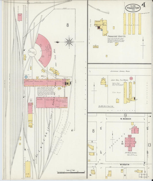 Sanborn Fire Insurance Map from Frankfort, Clinton County, Indiana (1898), Sheet #0004 - Historic Sanborn Fire Insurance Map Print, vintage old map wall art, antique decor, genealogy gift, Indiana Indiana map