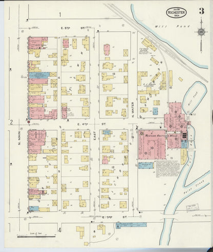 Sanborn Fire Insurance Map from Rochester, Oakland County, Michigan (1916), Sheet #0003 - Complete Map Set gallery image, historic Sanborn map, vintage wall art, Michigan Michigan