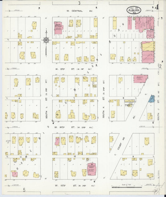 Sanborn Fire Insurance Map from Auburn, Nemaha County, Nebraska (1913), Sheet #0004 - Historic Sanborn Fire Insurance Map Print, vintage old map wall art, antique decor, genealogy gift, Nebraska Nebraska map