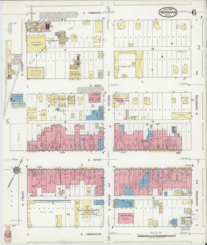 Sanborn Fire Insurance Map from Norman, Cleveland County, Oklahoma (1918), Sheet #0006 - Complete Map Set gallery image, historic Sanborn map, vintage wall art, Oklahoma Oklahoma