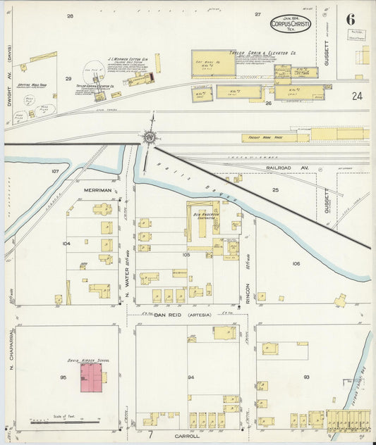 Sanborn Fire Insurance Map from Corpus Christi, Nueces County, Texas (1914), Sheet #0006 - Historic Sanborn Fire Insurance Map Print, vintage old map wall art, antique decor, genealogy gift, Texas Texas map