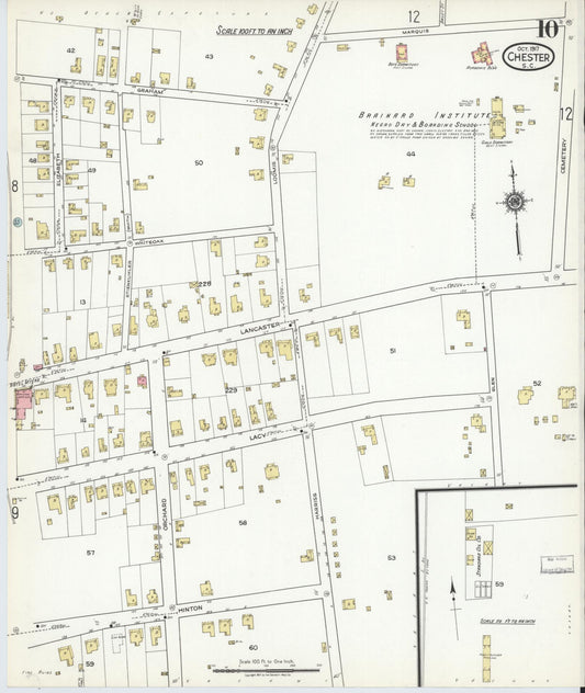 Sanborn Fire Insurance Map from Chester, Chester County, South Carolina (1917), Sheet #0010 - Historic Sanborn Fire Insurance Map Print, vintage old map wall art, antique decor, genealogy gift, South Carolina South Carolina map