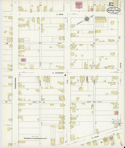 Sanborn Fire Insurance Map from Middletown, Dauphin County, Pennsylvania (1911), Sheet #0012 - Complete Map Set gallery image, historic Sanborn map, vintage wall art, Pennsylvania Pennsylvania