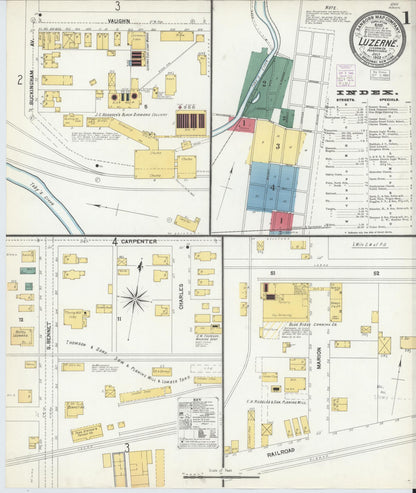 Sanborn Fire Insurance Map from Luzerne, Luzerne County, Pennsylvania (1903), Sheet #0001 - Historic Sanborn Fire Insurance Map Print, vintage old map wall art, antique decor, genealogy gift, Pennsylvania Pennsylvania map