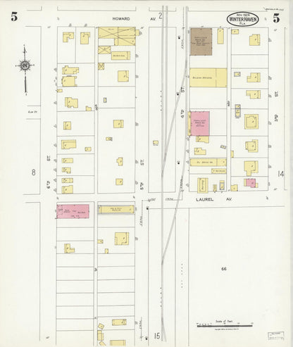 Sanborn Fire Insurance Map from Winter Haven, Polk County, Florida (1924), Sheet #0005 - Complete Map Set gallery image, historic Sanborn map, vintage wall art, Florida Florida
