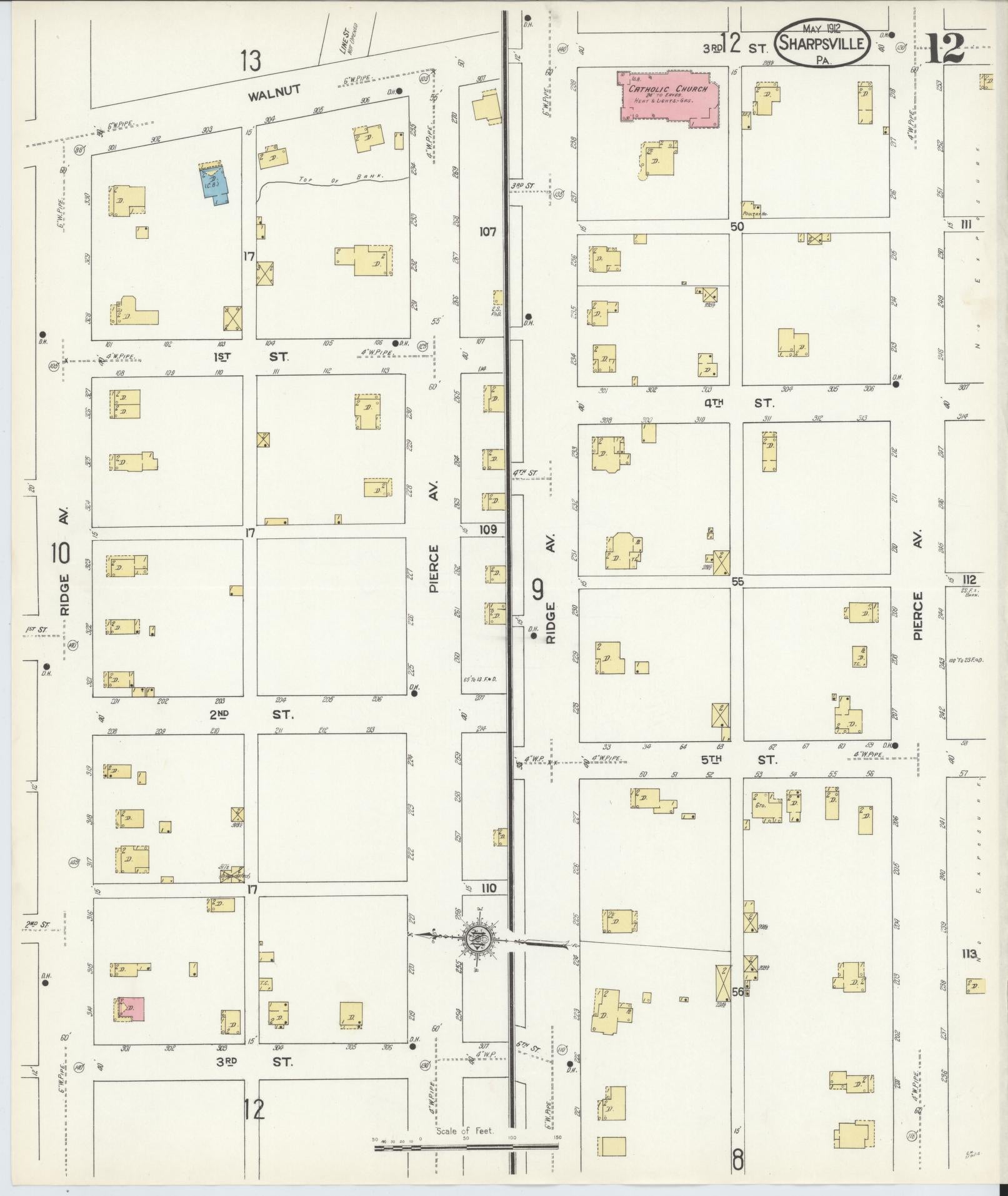 Sanborn Fire Insurance Map from Sharpsville, Mercer County, Pennsylvania (1912), Sheet #0012 - Complete Map Set gallery image, historic Sanborn map, vintage wall art, Pennsylvania Pennsylvania