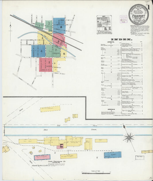 Sanborn Fire Insurance Map from Fairport, Monroe County, New York (1905), Sheet #0001 - Historic Sanborn Fire Insurance Map Print, vintage old map wall art, antique decor, genealogy gift, New York New York map