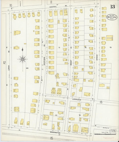 Sanborn Fire Insurance Map from Medford, Middlesex County, Massachusetts (1903), Sheet #0013 - Complete Map Set gallery image, historic Sanborn map, vintage wall art, Massachusetts Massachusetts