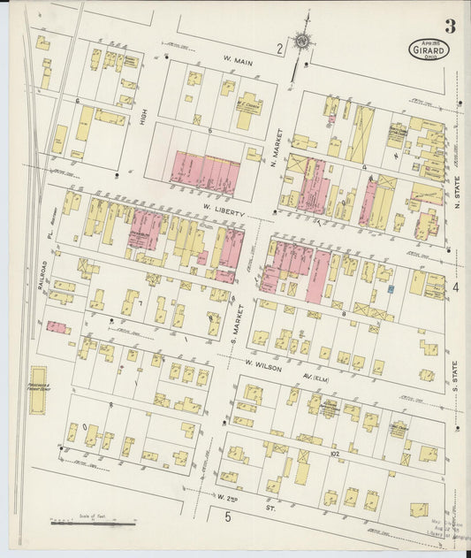 Sanborn Fire Insurance Map from Girard, Trumbull County, Ohio (1915), Sheet #0003 - Historic Sanborn Fire Insurance Map Print, vintage old map wall art, antique decor, genealogy gift, Ohio Ohio map