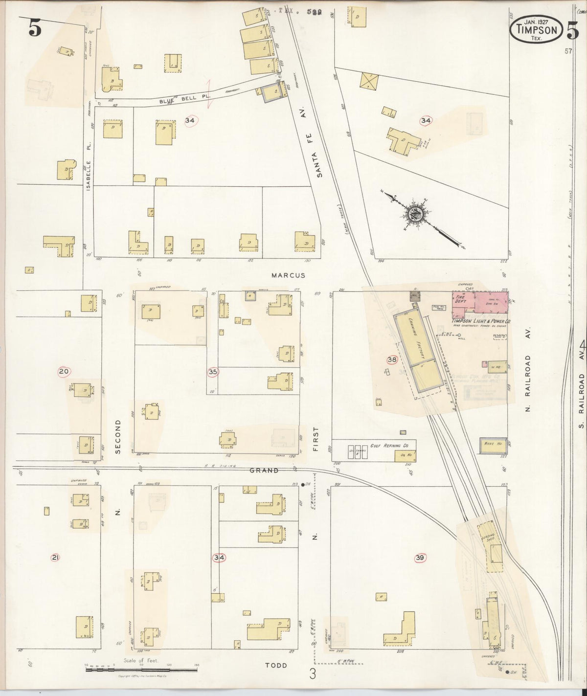 Sanborn Fire Insurance Map from Timpson, Shelby County, Texas (1941), Sheet #0005 - Complete Map Set gallery image, historic Sanborn map, vintage wall art, Texas Texas