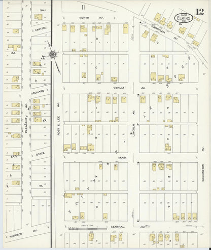 Sanborn Fire Insurance Map from Elkins, Randolph County, West Virginia (1910), Sheet #0012 - Complete Map Set gallery image, historic Sanborn map, vintage wall art, West Virginia West Virginia