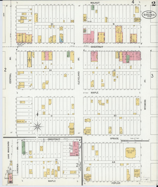 Sanborn Fire Insurance Map from Virginia, Saint Louis County, Minnesota (1900), Sheet #0002 - Historic Sanborn Fire Insurance Map Print, vintage old map wall art, antique decor, genealogy gift, Minnesota Minnesota map